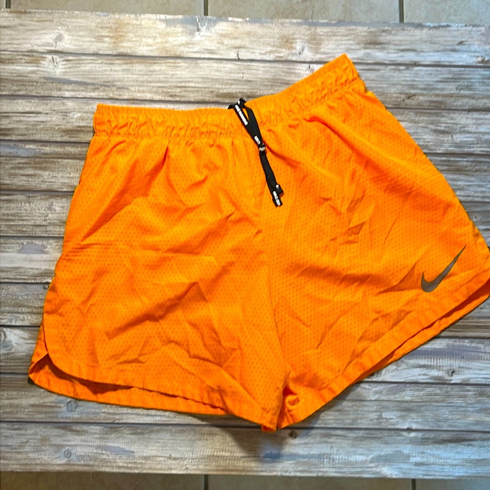 ORANGE Nike dri-fit perforated run shorts BE SEEN!